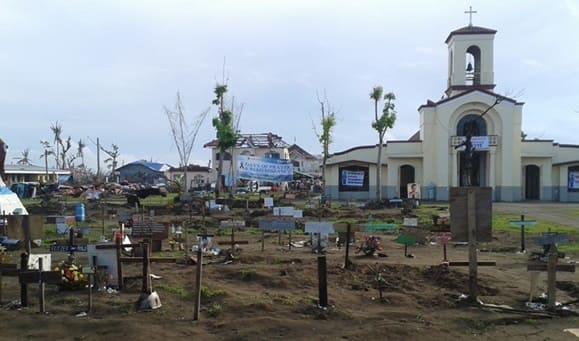 Mass graves nearby the church