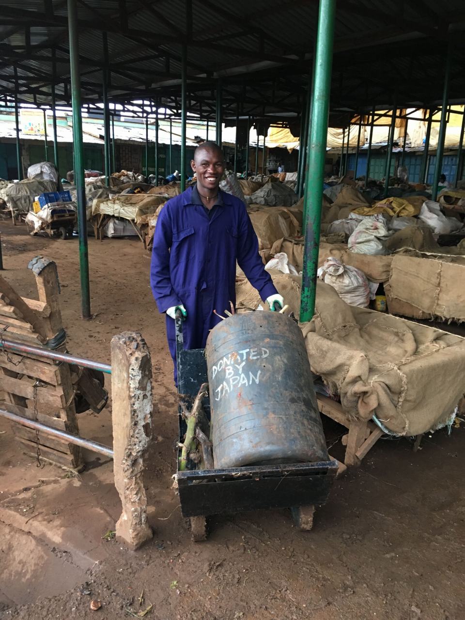 Collecting vegetables waste from the market