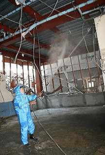 After the tsunami in Kesennuma city and  Mr. Ashikaga spraying Activated Em・1 ®in the fish processing factory