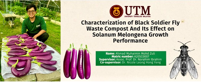 A final year student with his research outcome based on compost production.