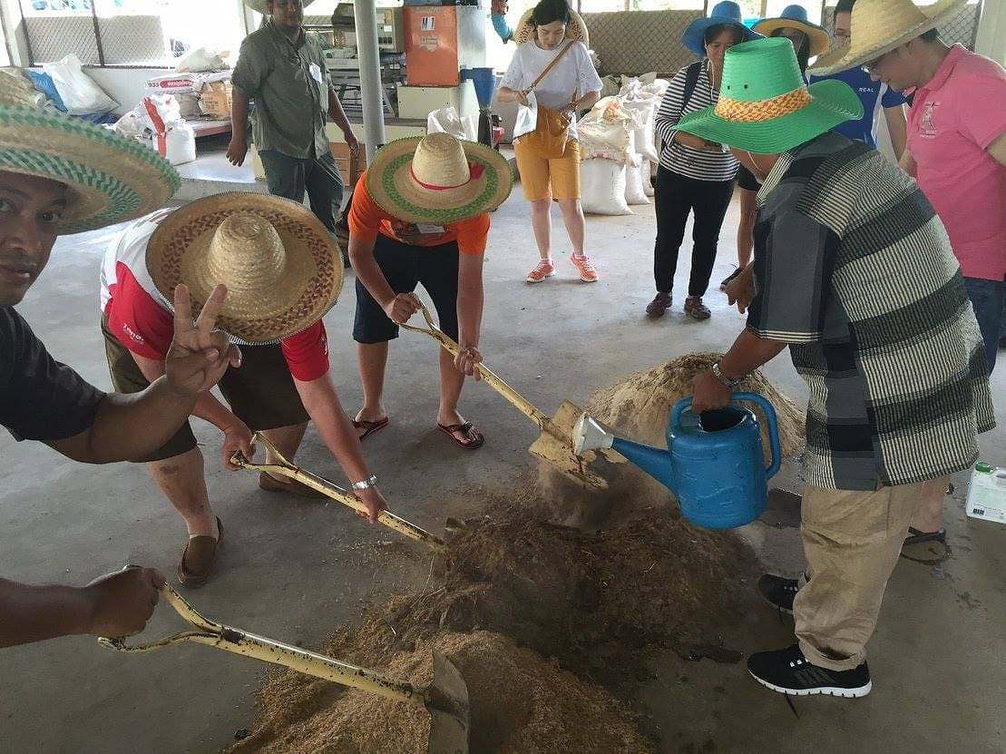 Trainees learn how to make EM Bokashi 