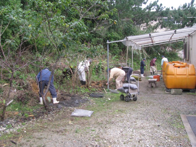 The garden of EM International Technical Center, located at Meio University in the Northern part of Okinawa
