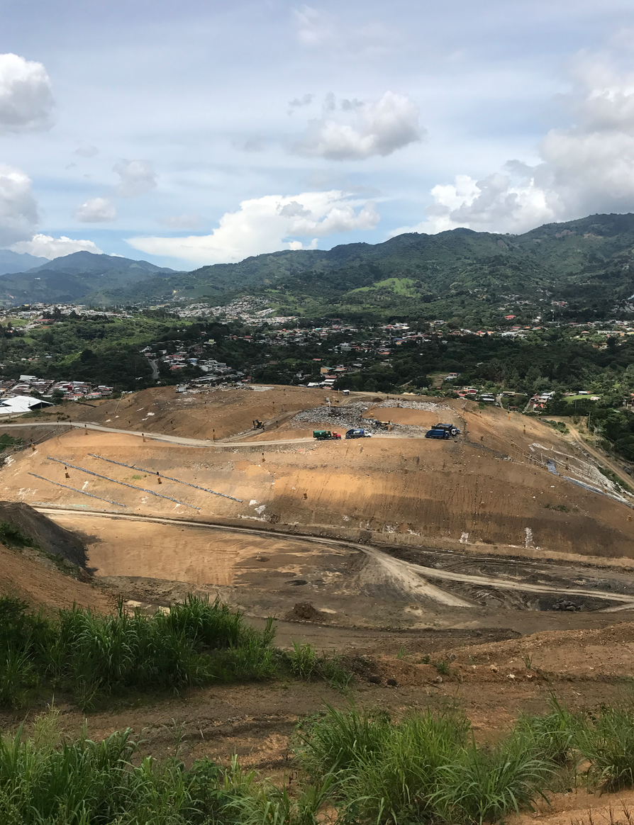 Overview：Current landfill point in the middle. Waste water treatment facility on the right. 