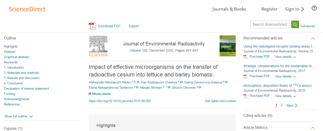 A research paper published in the Journal of Environmental Radioactivity
